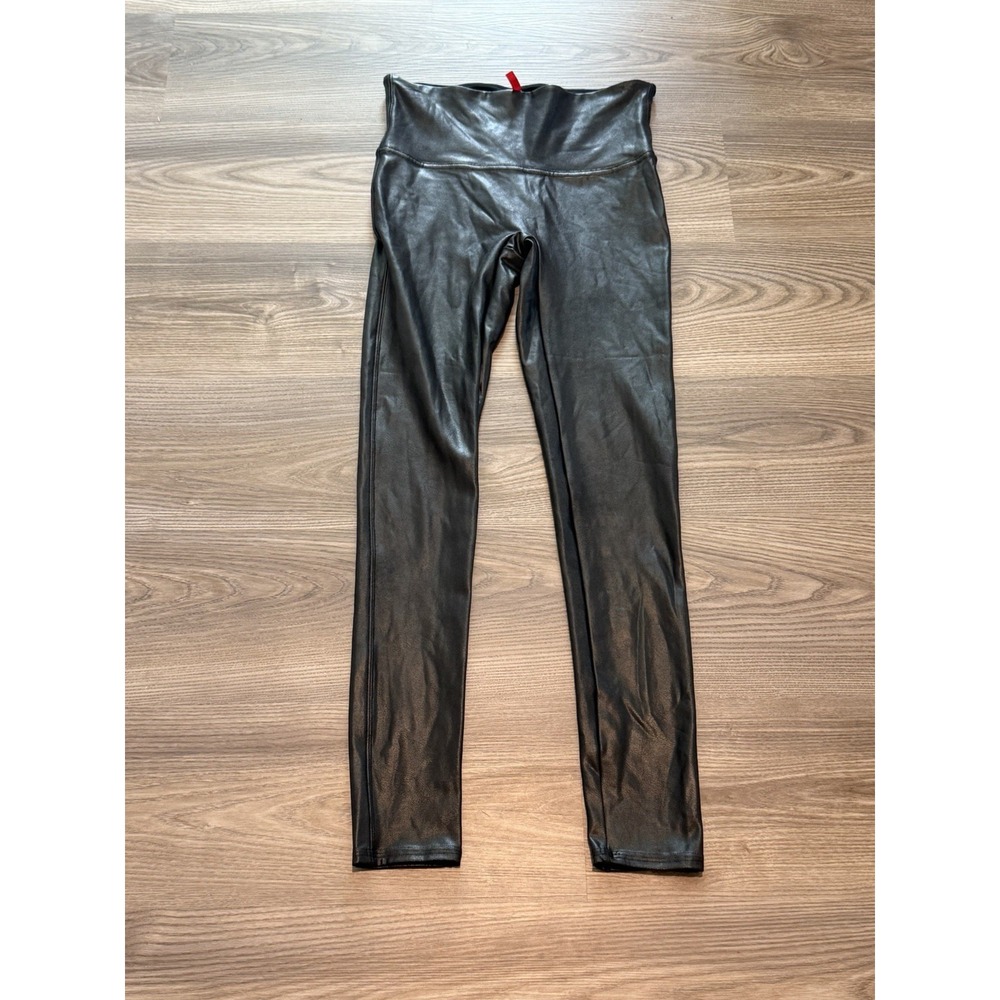 Spanx Spanxshape Faux Leather Black Legging Women's Size Medium